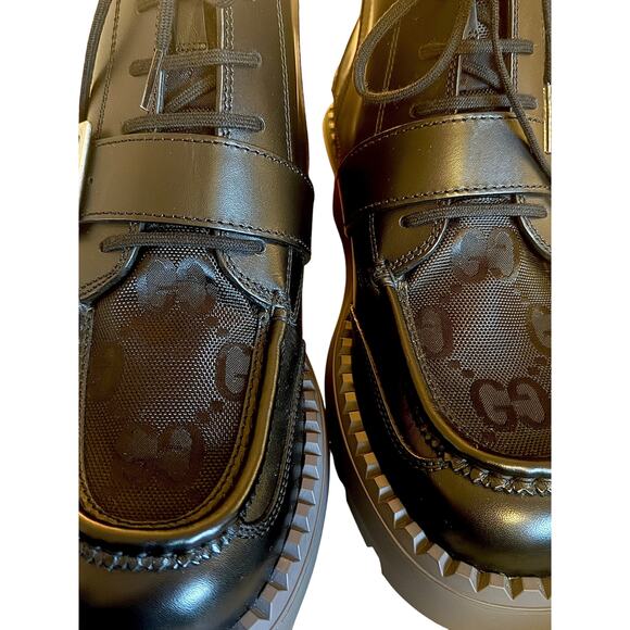Gucci NWB Balck and Orange Lace Up Boot Buckle